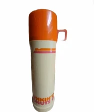 Dunkin Donuts 1980s 10 oz Tall Narrow Neck Thermos Classic Logo Vintage Rare