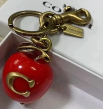 Luxury New.Coach-Red Apple Keychain Bag Charm KeyChain Resin and Metal Gifts