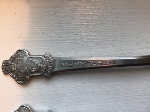 Vintage Set of 2 ROLEX Bucherer INTERLAKEN Collector Spoons 4.25” H - Picture 5 of 9