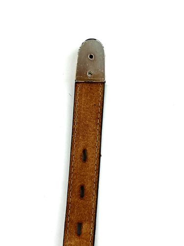 Vintage markenloser Damengürtel blau Sattelleder verziert Made in USA Größe 32 - Bild 7 von 14