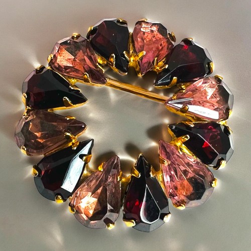 Broche Corona Diamantes de Imitación Púrpura Rosa Corte Pera Estilo Juliana Prendedor Vintage Regalo - Imagen 1 de 9