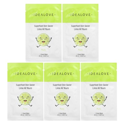 Superfood Skin Savior, Lime All Yours, 5 Beauty Sheet Masks, 0.68 fl oz (20 ml)