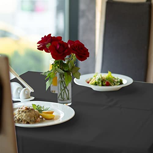 6 Pack Premium Disposable Plastic Tablecloth 54" x 108" Party Table Black - Picture 4 of 6