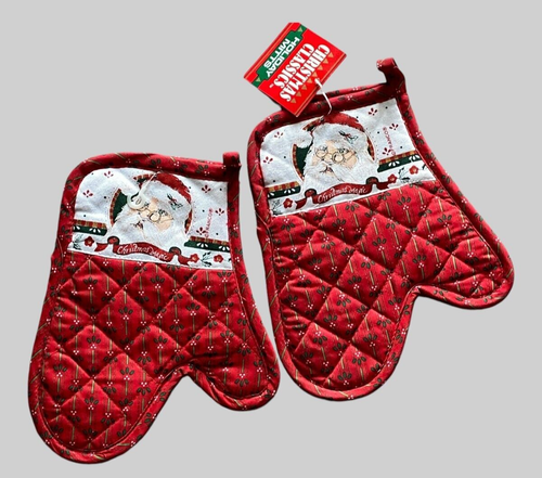Christmas Clearance Santa Claus Kitchen Set Oven Mitt Hot Pad Holiday Baking