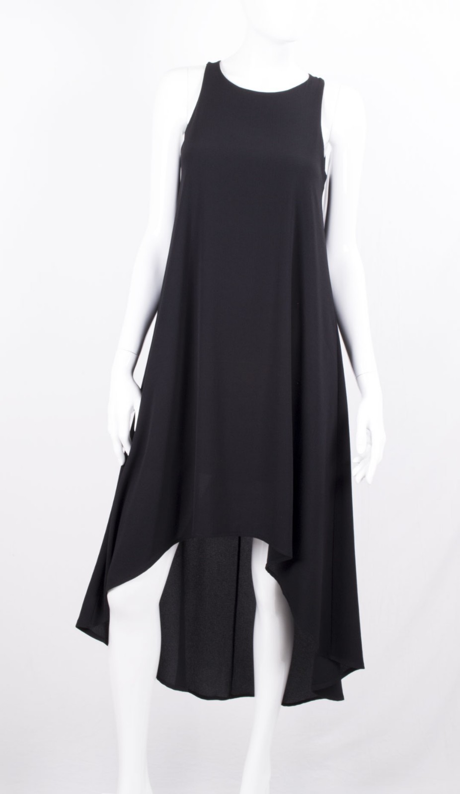 MARKUP DONNA VESTITO LUNGO NERO CORTO SUL DAVANTI CON BRETELLA LARGA LINEARE MARKUP DONNA VESTITO LUNGO NERO CORTO SUL DAVANTI CON BRETELLA LARGA LINEARE