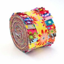 2.5 inch Crazy Daisy Jelly Roll 100 cotton fabric quilting 17 strips -