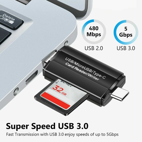 Adapter OTG SDHC For Android Tablet PC Card Reader USB C/Micro/USB 2.0 to SD/TF - Picture 5 of 9