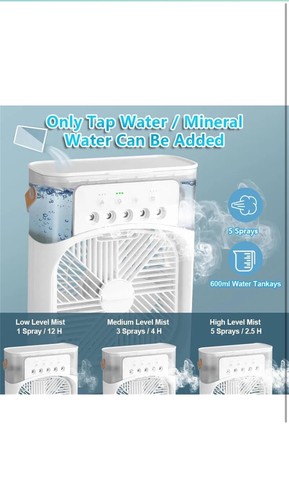 Portable Air Conditioner Fan, Rechargeable 4-IN-1 Personal Mini Cooler Humid B1 - Picture 2 of 7