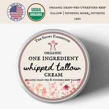 USA Made Organic Grass-Fed One Ingredient Beef Tallow Whipped Tallow Cream Balm