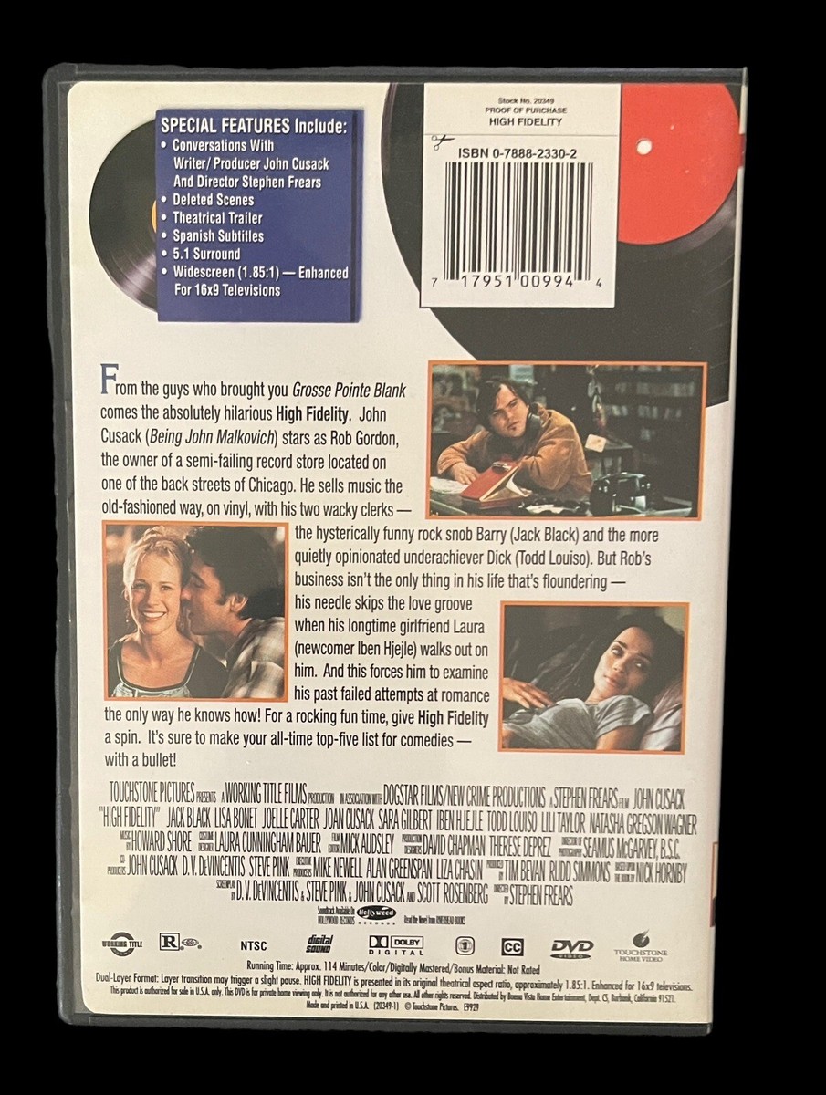 High Fidelity • DVD • 2000 Disc • John Cusack • Jack Black
