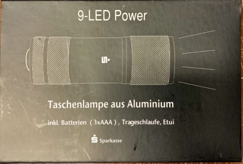 Linterna 9 LED Power de Aluminio Incluye Correa de Transporte y Estuche Plata - Imagen 2 de 4