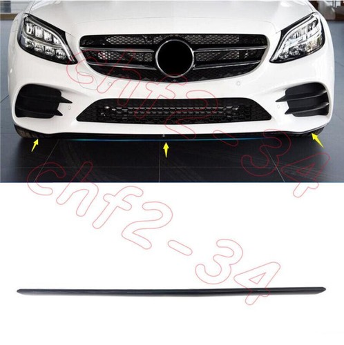 For Benz C-Class W205 2019-2021 Gloss Black Front Bumper Grille Lower Strip Trim - Picture 6 of 6