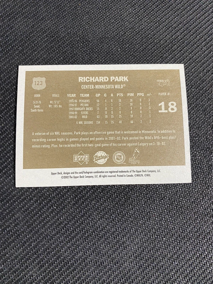 2002-03 Upper Deck Vintage Hockey #123 Richard Park Autograph Wild Auto - Image 2 of 2