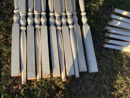Vtg lot 11 Carved Wood BALUSTER Turned architectural salvage porch rail spindles - Picture 5 of 5