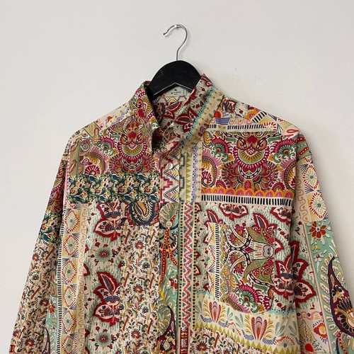 Camisa Blusa Etro Paisley Floral Patchwork Estampado Gran Tamaño Botones Talla S - Imagen 3 de 9