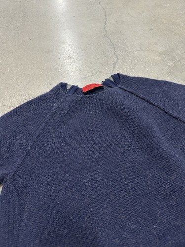 LANVIN Paris Hiver 2011 100% Camel Hair Short Sleeve Knit Blouse Navy Sz XS - Picture 3 of 18