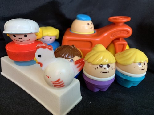 Vintage Fisher Price Little People & Tractor Toy Lot 6 Little People Toys - Picture 3 of 9