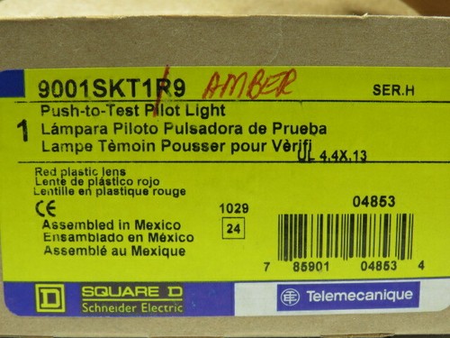 Square D 9001-SKT1A9 Ser H Push-To-Test Pilot Light Amber Dome Lens 1NC ! NOP ! - Picture 5 of 5