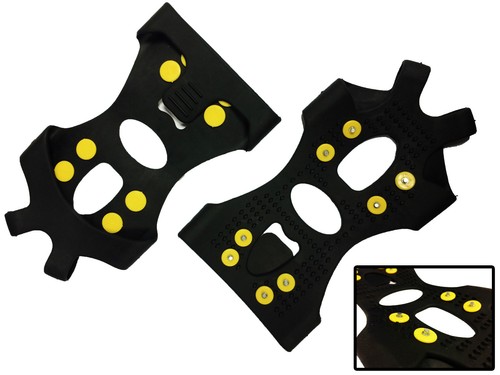 2 pair of STUDDED SNOW AND ICE SHOE GRIPS BOOT GRAMPON GRIPPERS MEDIUM SIZE 2 pair of STUDDED SNOW AND ICE SHOE GRIPS BOOT GRAMPON GRIPPERS MEDIUM SIZE