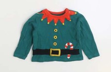 TU Baby gr&uuml;n 100 % Baumwolle Basic T-Shirt Gr&ouml;&szlig;e 3-6 Monate Rundhals Druckknopf - Elfe Ch
