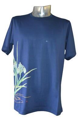 Dunhill T-Shirt handbemalt seitlicher Iris Druck blau 10/50 ''''M'''' UVP £425