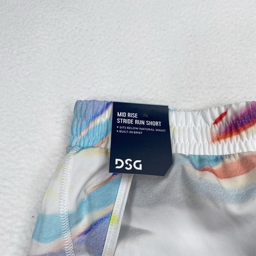 DSG Girls Youth Running Shorts Size Large White Blue Watercolor Lined Mid Rise - Picture 7 of 8