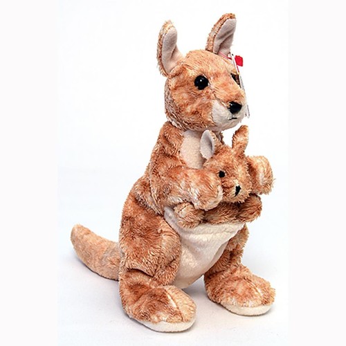Ricochet Känguru mit Joey TY Beanie Baby MWMT Sammlerstück
