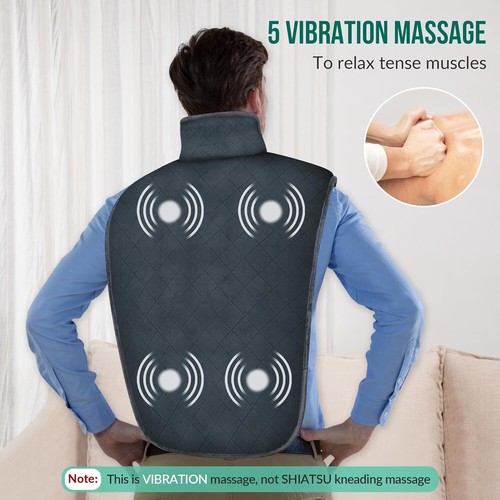 Snailax large Heating Pad for Neck, Back, Shoulders 21"x26" Vibration Massager - Picture 3 of 9
