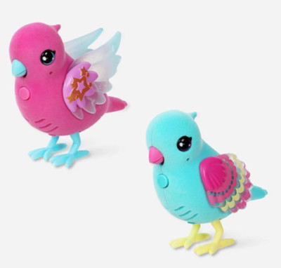 5xLittle Live Pets Vogel - blau, rosa - Schallplatten Wiederholungen und Chirps - beleuchten Sie die Flügel