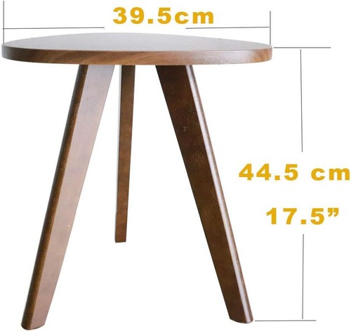 End Table Pecan Wood Triangle Side Table Mid-Century Modern Accent Table Brown - Picture 3 of 11