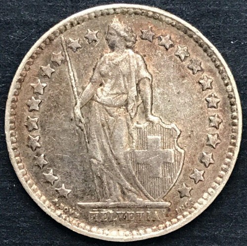 🇨🇭 Switzerland 1942 B ½ Franc Helvetia standing; silver 1950 B 1/2 Franc 🇨🇭 - Picture 3 of 4