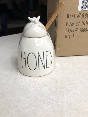 Rae Dunn Honey Pot Dish Jar with Dipper Artisan Collection by Magenta Ray Dunn - Picture 2 of 6