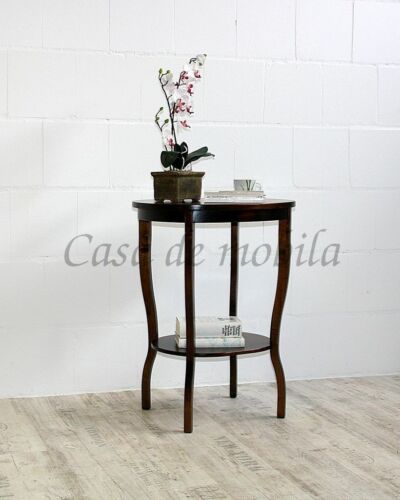 Massivholz Beistelltisch oval 75cm braun Kolonial Tee-tisch Telefon nußbaumfarbe - Bild 4 von 8