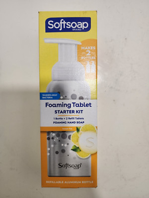 NEW Softsoap Foaming Tablet Starter Kit  1 Bottle + 2 Refill Tablets Lemon Fizz