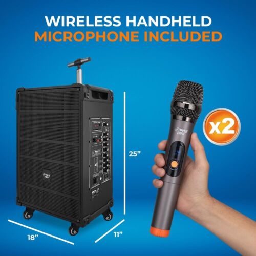 Pyle 12'' Portable Wireless BT Streaming PA Speaker System-Rechargeable Battery - Picture 3 of 9