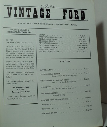 Vintage Ford magazine - November-December 1971 - Picture 2 of 2