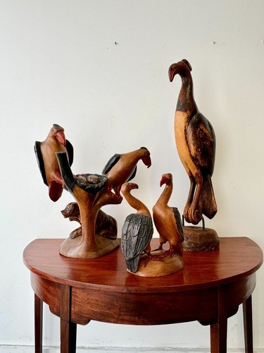 Tall Wooden African Bird Sculpture - Picture 8 of 9