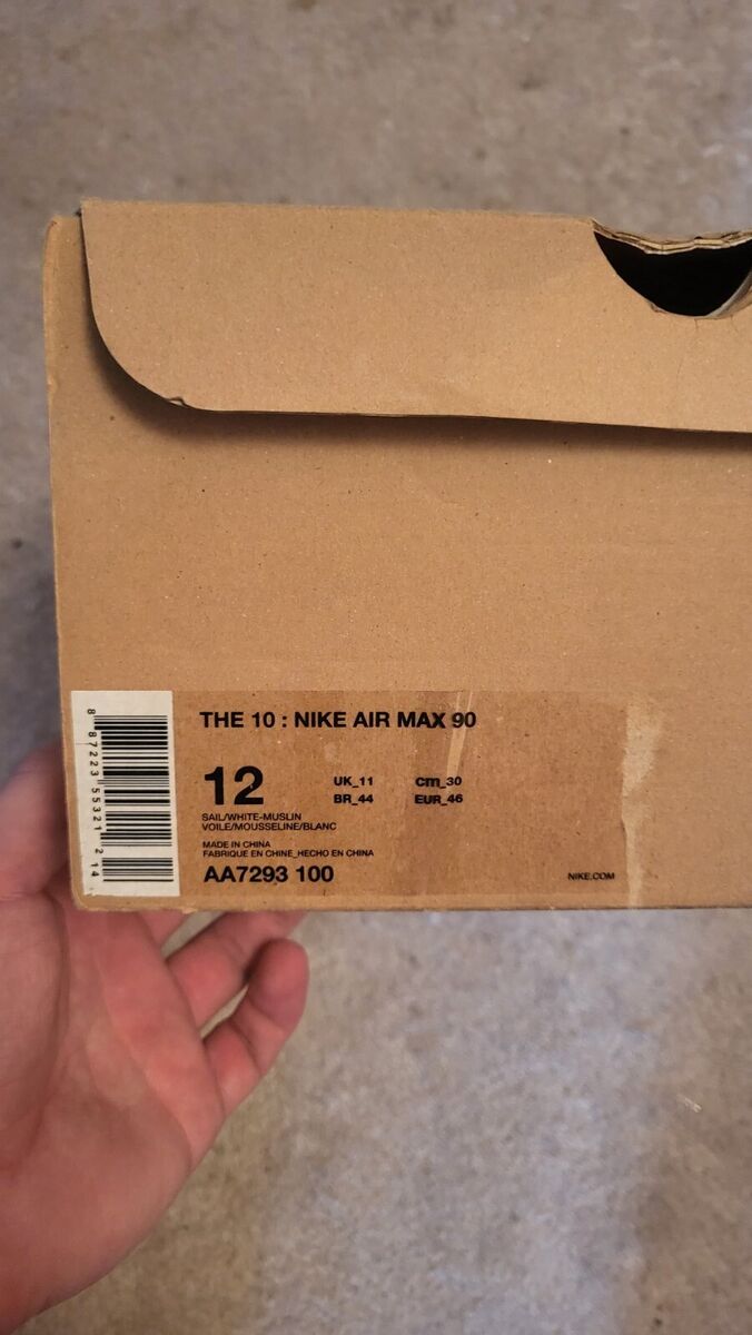 Nike Air Max 90 Off White The Ten size 12 Virgil Box Laces Zip Tie