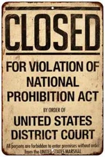 Closed Prohibition Vintage Retro Reproduction Bar Sign Speakeasy 108120067104