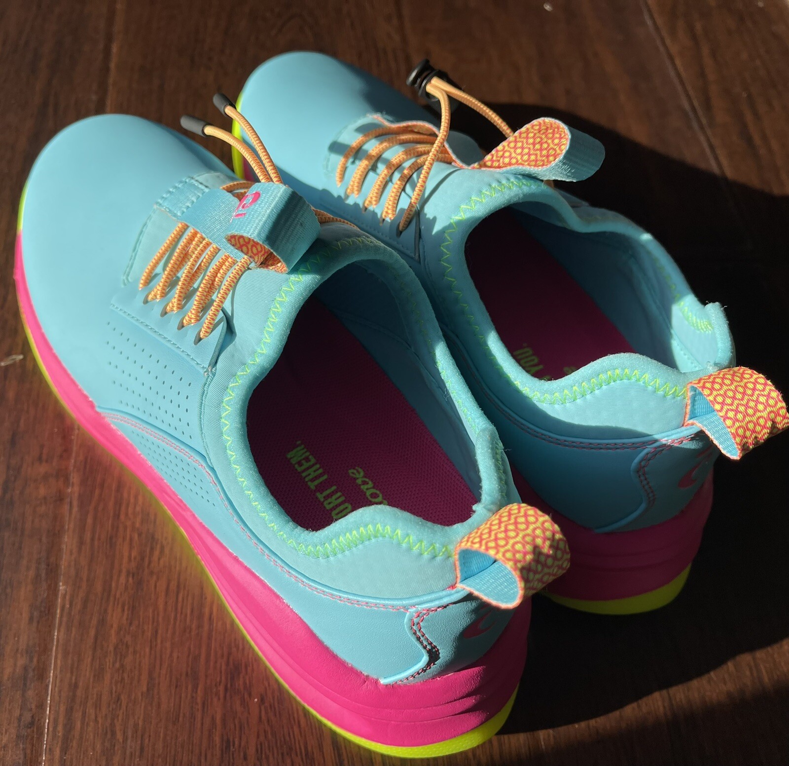 Clove Supernova Nursing Shoes Turquoise Blue Pink Slip On Sneaker
