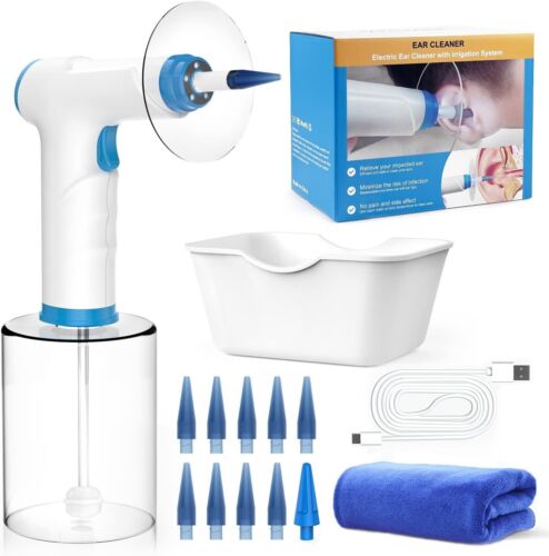 Complete Electric Ear Cleaner System: 9 Tips, 4 Pressure Levels, LED Visual Aid - Picture 3 of 13