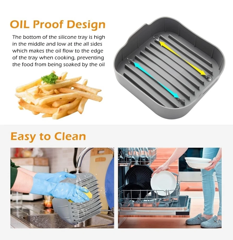 Air Fryer Silicone Pot Basket Liners Non-Stick Safe Oven Baking Tray Accessories