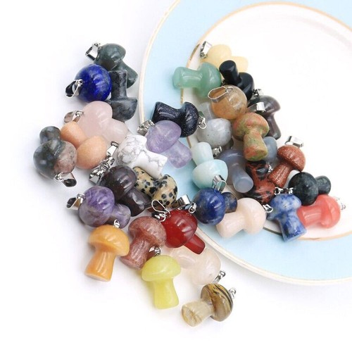 20Pcs Natural Quartz crystal Mushroom Quartz Carved Massage Reiki Healin pendant - Picture 3 of 12