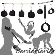 Adjustable Metal Spreader Bar Handcuffs Ankle Cuff Neck Collar Restraint Set