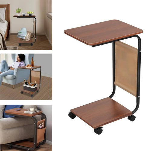 Beistelltisch Sofatisch Kaffeetisch mit Rollen Couchtisch Nachttisch Metall Holz