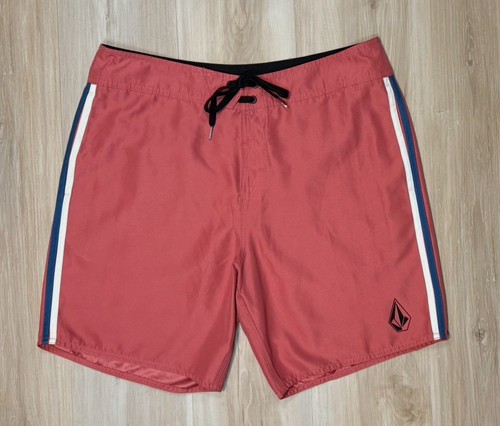 VOLCOM Swim Trunks Lawton Board Shorts 7.5” Coral/ Mineral Red Surf Men's sz 34 - Picture 2 of 13