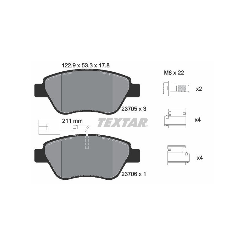 TEXTAR 2370502 Brake Pads Set Front for Doblo Idea Punto Bravo Stilo Linea Musa
