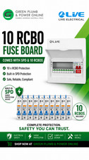 Live Electrical 10way SPD Surge Protection Consumer Unit Fuse Board + 10 RCBO's