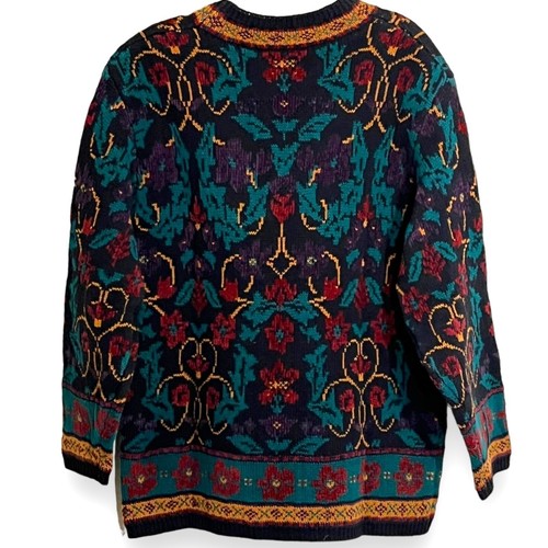 Vtg Lands End Womens Crew Neck Sweater Small Cottage Holiday Fall 80s 90s Granny - Picture 2 of 8