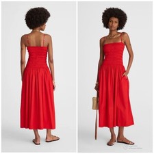 Madewell Festival Red Smocked Maxi Dress Size Large NWT